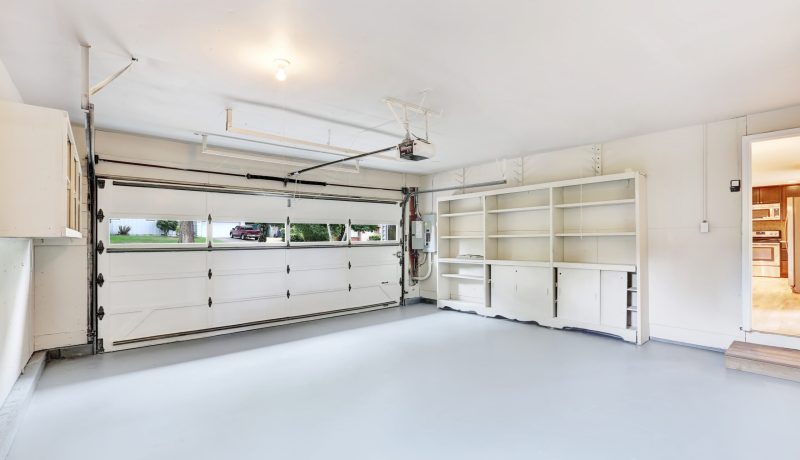 Empty garage interior in American house. Northwest, USA